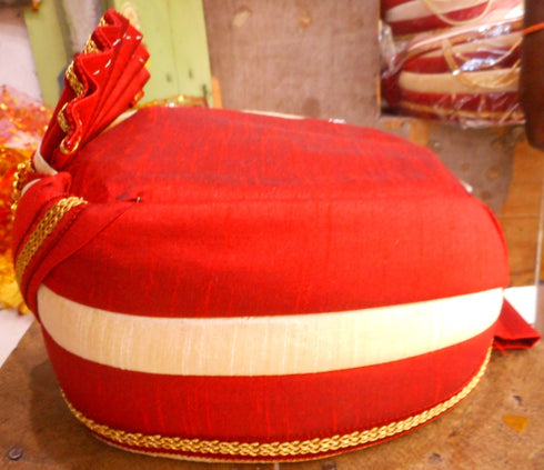 Red And Cream Color Pagdi
